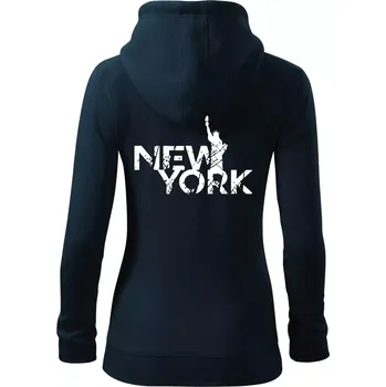 Dámská mikina New York retro - Dámská mikina trendy zipper s kapucí - S ( Námořní modrá (velmi tmavá - téměř černá) )