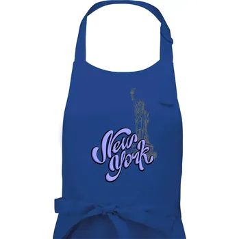 Kuchyňská zástěra New York Lettering - Dámská zástěra na vaření - Univerzální velikost ( Královská modrá )
