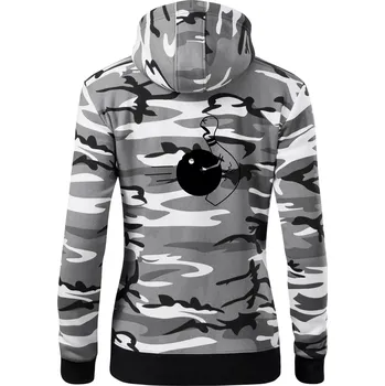 Dámská mikina Koule vs kuželka - Dámská mikina trendy zipper s kapucí - M ( Šedý maskáč )