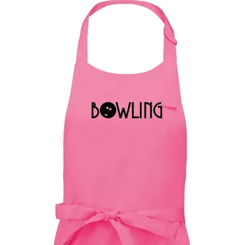 Kuchyňská zástěra Bowling nápis - Dámská zástěra na vaření - Univerzální velikost ( Růžová )