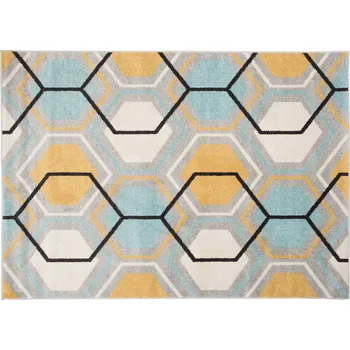 Koberec Kusový koberec Lazur - geometrické tvary 1 - šedý/tyrkysový Rozměr koberce: 80x150 cm