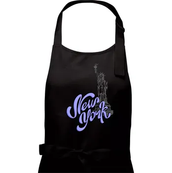 Kuchyňská zástěra New York Lettering - Pánská zástěra na vaření - Univerzální velikost ( Černá )