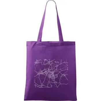 Černobílá mapa Kladno - Taška bavlněná - 42 x 38 cm ( Fialová )