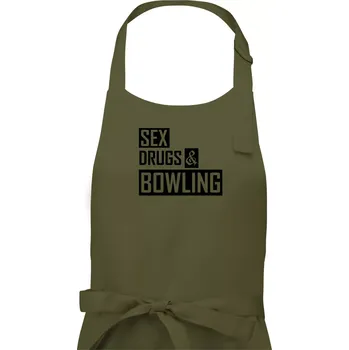 Kuchyňská zástěra Sex drugs bowling - Pánská zástěra na vaření - Univerzální velikost ( Khaki )
