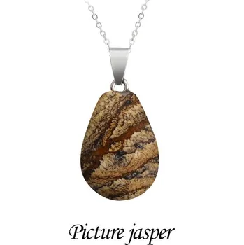 Náhrdelník Náhrdelník s přívěskem z přírodního minerálu | krátký náhrdelník, náhrdelník s kamenem - Obrázek jaspisu