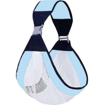 Bezpečnostní nosič pro miminka a batolata na bok přes rameno Ergonomický úvazek pro nošení dětí Bavlna a polyester Pohodlné přenášení dítěte modrá