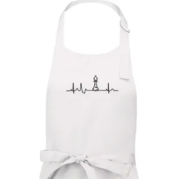 Kuchyňská zástěra EKG Šachové figurky - Střelec - Dámská zástěra na vaření - Univerzální velikost ( Bílá )