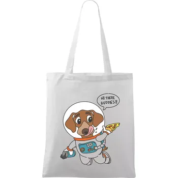 Pes kosmonautem - Taška bavlněná - 42 x 38 cm ( Bílá )