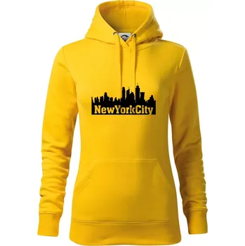 Dámská mikina New York City silueta - Mikina dámská Cape s kapucí - S ( Žlutá )