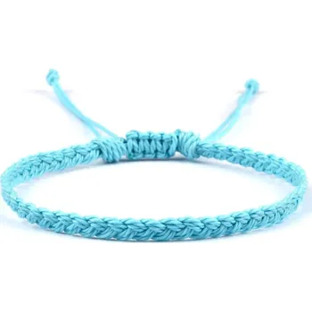 Náramek Ručně pletený párový náramek z voskované šňůrky | šňůrkový náramek, párový náramek - nebesky modrá