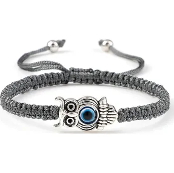 Náramek Náramek pro štěstí s motivem sovy | náramek, ochranný náramek - Šedá