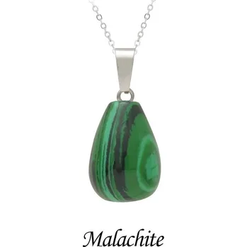 Náhrdelník Náhrdelník s přívěskem z přírodního minerálu | krátký náhrdelník, náhrdelník s kamenem - Malachit