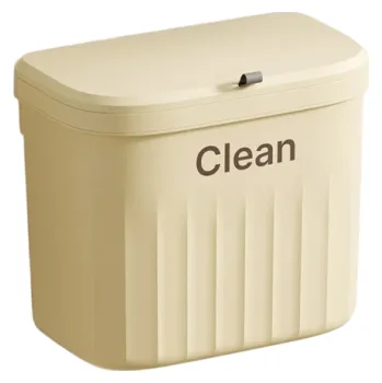 Závěsný odpadkový koš s víkem 26,5x23x16 cm Kuchyňský koš na recyklaci Nástěnný koš do koupelny Závěsný organizér na odpad krémová