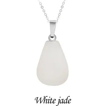 Náhrdelník Náhrdelník s přívěskem z přírodního minerálu | krátký náhrdelník, náhrdelník s kamenem - Bílý nefrit