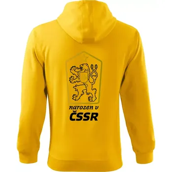 Pánská mikina Narozen v ČSSR - Mikina s kapucí na zip trendy zipper - 3XL ( Žlutá )