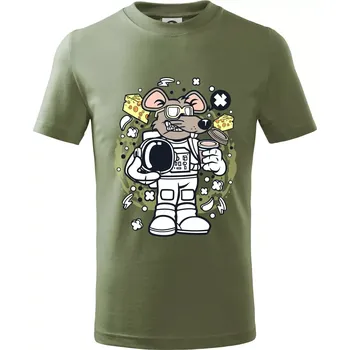 Myš kosmonaut komiks - Tričko dětské bavlněné - 122 cm/6 let ( Khaki )