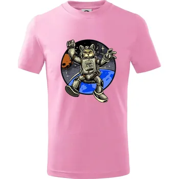 Chlapecké tričko Kočičí astronaut - Tričko dětské bavlněné - 146 cm/10 let ( Růžová )