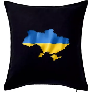 Polštář Ukrajina vlajka mapa - Polštář 50x50 - 50x50 - Pouze potah ( Černá )