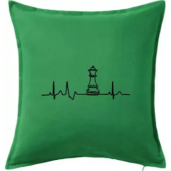 Polštář EKG Šachové figurky - dáma - Polštář 50x50 - 50x50 - Pouze potah ( Středně zelená )