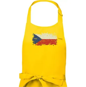 Kuchyňská zástěra Česká vlajka - tetris - Pánská zástěra na vaření - Univerzální velikost ( Žlutá )