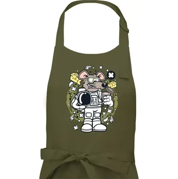 Kuchyňská zástěra Myš kosmonaut komiks - Pánská zástěra na vaření - Univerzální velikost ( Khaki )