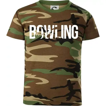 Chlapecké tričko Bowling nápis kuželky - Dětské maskáčové triko - 104-110cm / 3-4 roky ( Hnědý maskáč )