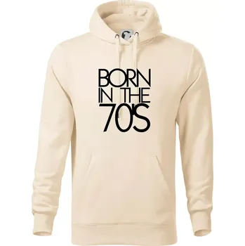 Pánská mikina Born In The 70's - Mikina pánská Cape s kapucí - XL ( Mandlová )