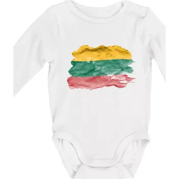 Litva vlajka rozpitá - Body kojenecké s dlouhým rukávem - Dlouhý r. do 3 měs ( Bílá )