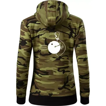 Dámská mikina Koule vs kuželka - Dámská mikina trendy zipper s kapucí - M ( Zelený maskáč )