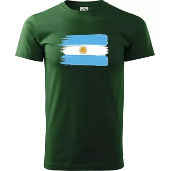 Argentina vlajka kreslená štětkou - Triko extra velké (5-8XL) - 7XL ( Lahvově zelená )
