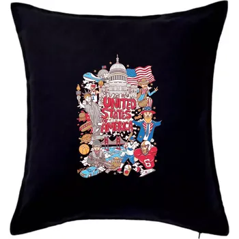 Polštář USA karikatura - Polštář 50x50 - 50x50 - Pouze potah ( Černá )