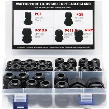 CABTOOLS-37 38 ks vodotěsných kabelových průchodek IP68