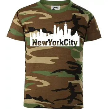 Chlapecké tričko New York City silueta - Dětské maskáčové triko - 134 cm/8 let ( Hnědý maskáč )