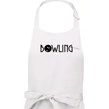 Kuchyňská zástěra Bowling nápis - Pánská zástěra na vaření - Univerzální velikost ( Bílá )