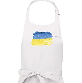 Kuchyňská zástěra Ukrajina vlajka rozpitá - Pánská zástěra na vaření - Univerzální velikost ( Bílá )
