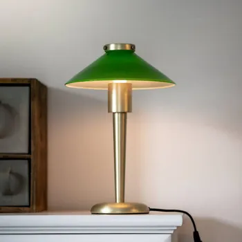 Lampička PR Home Stolní lampa August, mosazná/zelená, 34 cm, kov - Délka kabelu 150 cm mosaz, zelená 1 x 15 W - Doprava zdarma