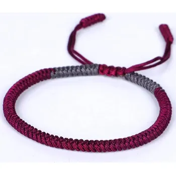 Náramek Ručně vázaný tibetský náramek štěstí | náramek, amulet - fialová