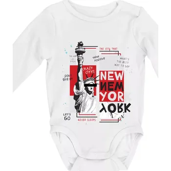 New york socha - Body kojenecké s dlouhým rukávem - Dlouhý r. do 3 měs ( Bílá )