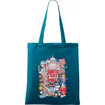 USA karikatura - Taška bavlněná - 42 x 38 cm ( Petrolejová )