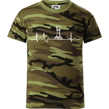 Chlapecké oblečení EKG Šachové figurky - Pěšec - Dětské maskáčové triko - 146 cm/10 let ( Zelený maskáč )