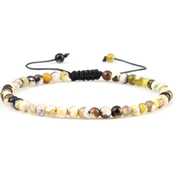 Náramek Minimalistický onyxový náramek minerálních korálků | energetický náramek, náramek přátelství - Žlutý oheň