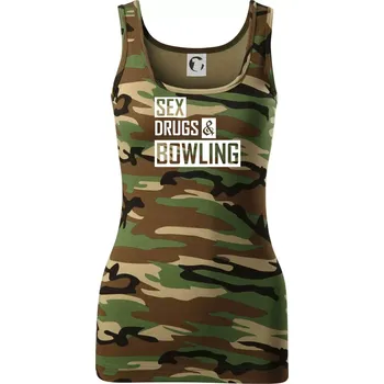 Dámské tričko Sex drugs bowling - Dámské Maskáčové tílko - XL ( Hnědý maskáč )