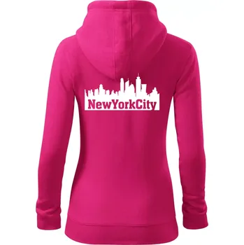 Dámská mikina New York City silueta - Dámská mikina trendy zipper s kapucí - XS ( Purpurová )