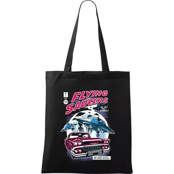 Nákupní taška Flying Saucers - Taška bavlněná - 42 x 38 cm ( Černá )