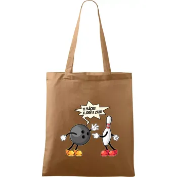 Nákupní taška Ti jednu plácnu a jdeš k zemi - Taška bavlněná - 42 x 38 cm ( Cappuccino )