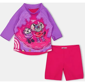 Dívčí plavky Speedo Sun Protection Two-Piece Swimsuit Pink/Yellow 9-12 měsíců