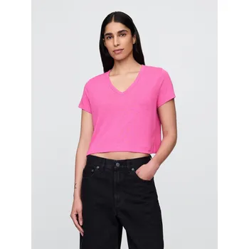 GAP Dámské Lněné crop tričko GAP Růžová M (2871218)