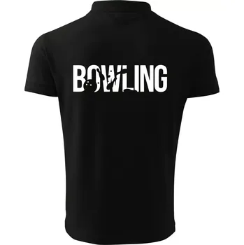 Pánská košile Bowling nápis kuželky - Polokošile pánská Pique Polo 203 - 5XL ( Černá )