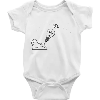 Kojenecký body Žárovka vesmír - Body kojenecké s krátkým rukávem - Krátký r. do 3 měs ( Bílá )