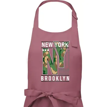 Kuchyňská zástěra New York Brooklyn - maskáč - Pánská zástěra na vaření - Univerzální velikost ( Starorůžová )